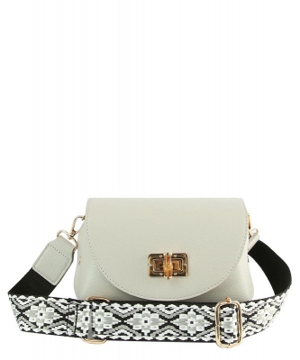 Bamboo Twist Lock Flap Crossbody Bag LD155 GRAY